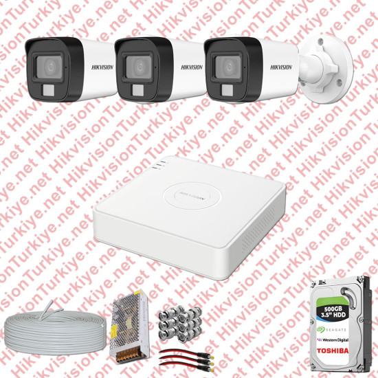 Hikvision 03 Kameralı Colorvu Hibrit Güvenlik Kamerası